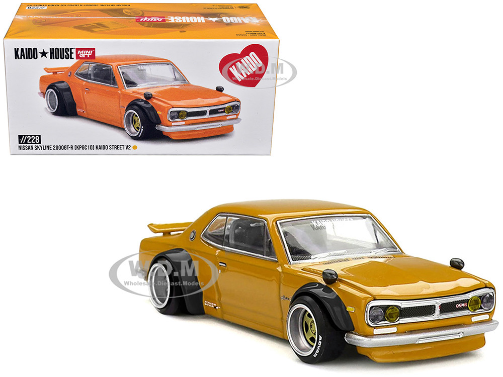 Nissan Skyline 2000GT-R (KPGC10) RHD (Right Hand Drive) "Kaido Street V2" Yellow (Designed by Jun Imai) "Kaido House" Special 1/64 Diecast Model Car by Mini GT diecast model