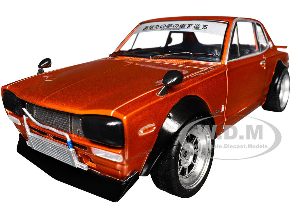 1970 Nissan Skyline (C10) Hakosuka RHD (Right Hand Drive) Orange Metallic 1/18 Diecast Model Car by Solido diecast model
