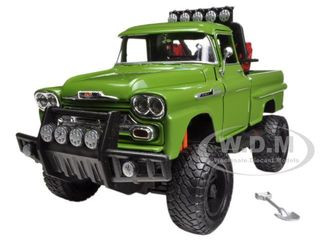 1958 Chevrolet Apache Fleetside Pickup Truck Off Road Green 1/24 Diecast Model by Motormax diecast model