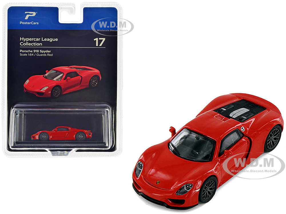Porsche 918 Spyder Guards Red "Hypercar League Collection" 1/64 Diecast Model Car by PosterCars diecast model