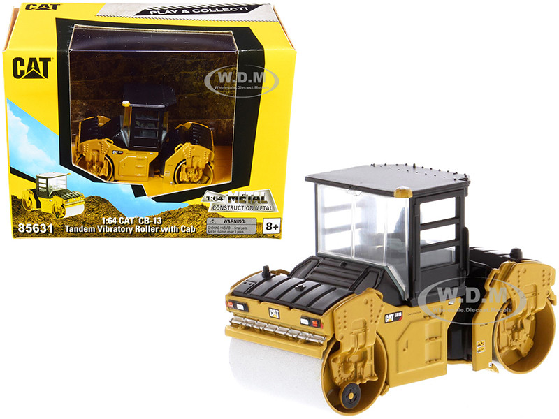 CAT Caterpillar CB-13 Tandem Vibratory Roller with Cab "Play & Collect!" Series 1/64 Diecast Model by Diecast Masters diecast model