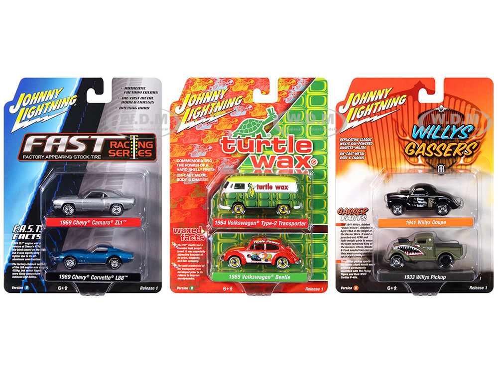 Johnny Lightning "2-Packs" 2024 Release 1 Set B of 6 pieces 1/64 Diecast Model Cars by Johnny Lightning diecast model