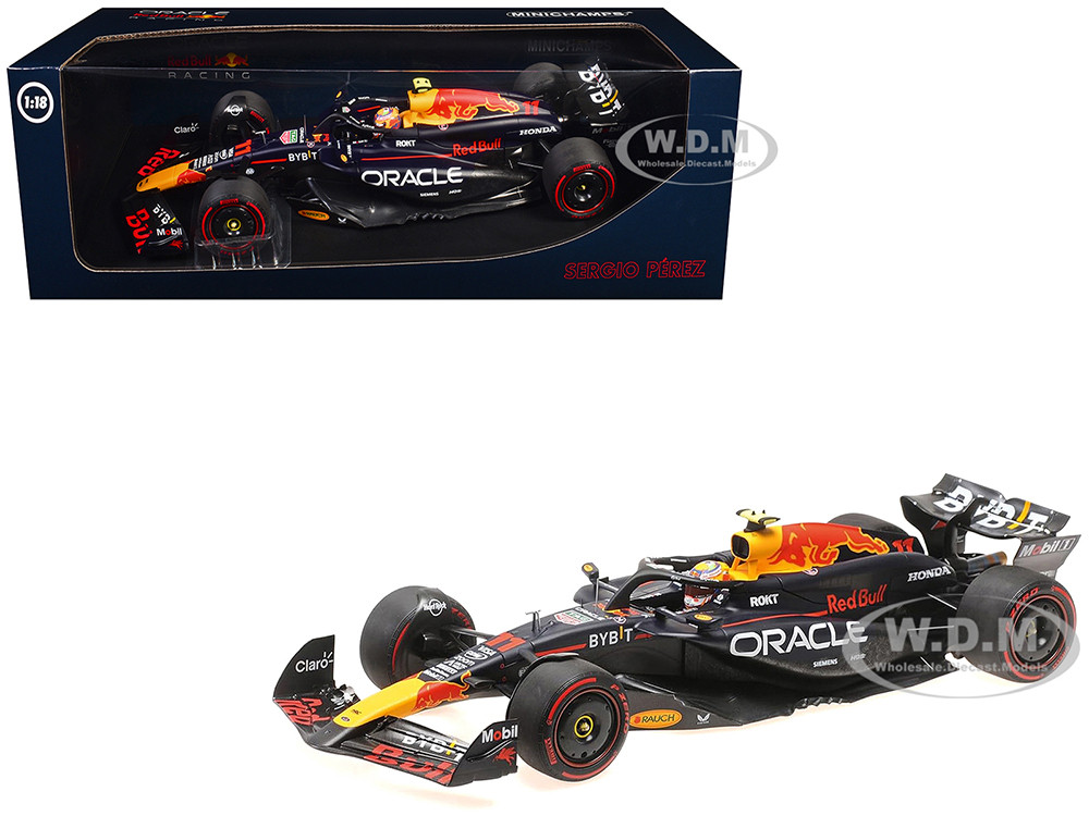 Red Bull Racing RB20 #11 Sergio Perez "Oracle" 2nd Place F1 Formula One "Bahrain GP" (2024) with Driver Limited Edition to 180 pieces Worldwide 1/18 Diecast Model Car by Minichamps diecast model