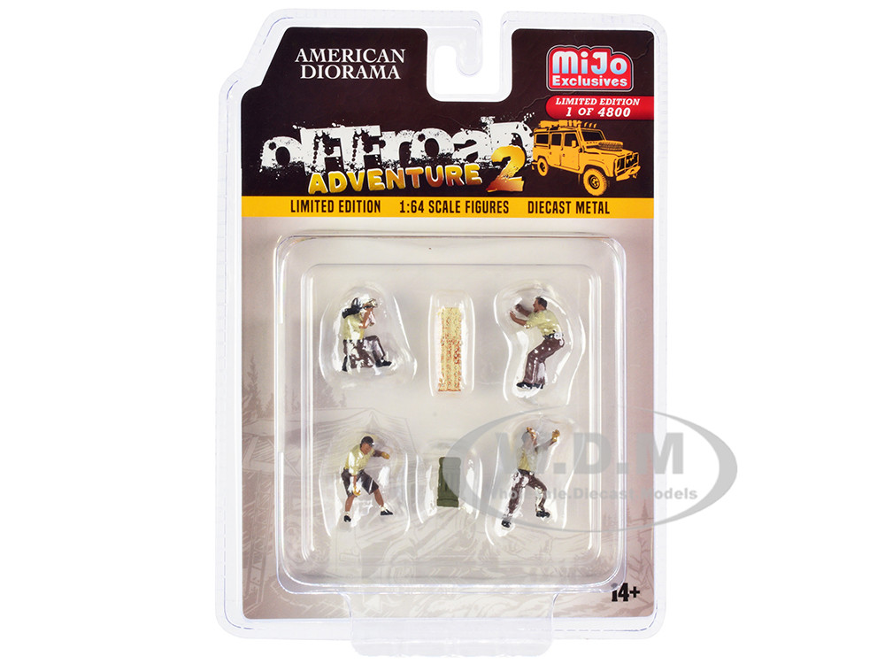 "Off-Road Adventure 2" 6 piece Diecast Set (4 Male Figurines and 2 Accessories) Limited Edition to 4800 pieces Worldwide for 1/64 Scale Models by American Diorama diecast model