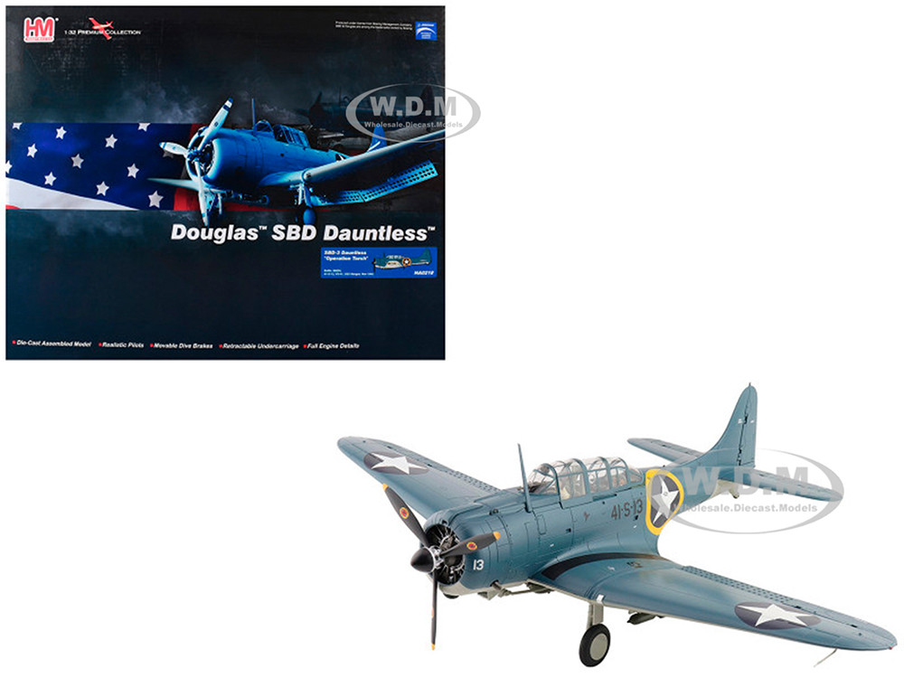 Douglas SBD-3 Dauntless Aircraft "06624, 41-S-13, Operation Torch, VS-41, USS Ranger" (1942) United States Navy "Premium Collection" 1/32 Diecast Model by Hobby Master diecast model
