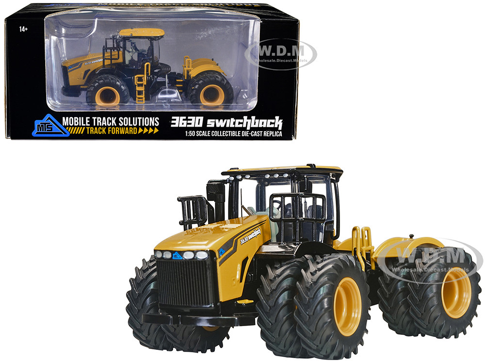 Mobile Track Solutions 3630 Switchback Articulating Tractor with Dual Wheels Yellow 1/50 Diecast Model by SpecCast diecast model