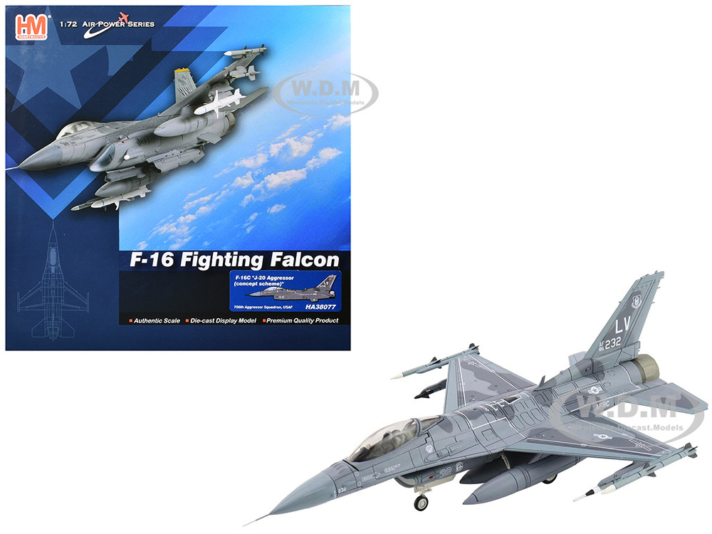 Lockheed F-16C Fighting Falcon Fighter Aircraft "J-20 Aggressor Concept Scheme, 706th Aggressor Squadron" United States Air Force "Air Power Series" 1/72 Diecast Model by Hobby Master diecast model