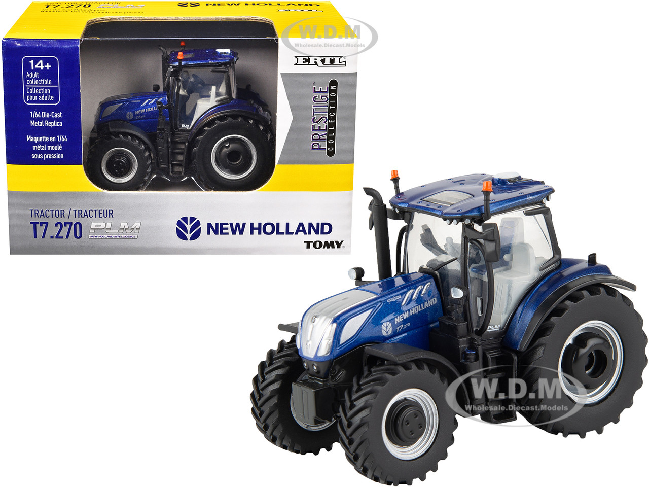 New Holland T7.270 Tractor Blue "Prestige Collection" 1/64 Diecast Model by ERTL TOMY diecast model