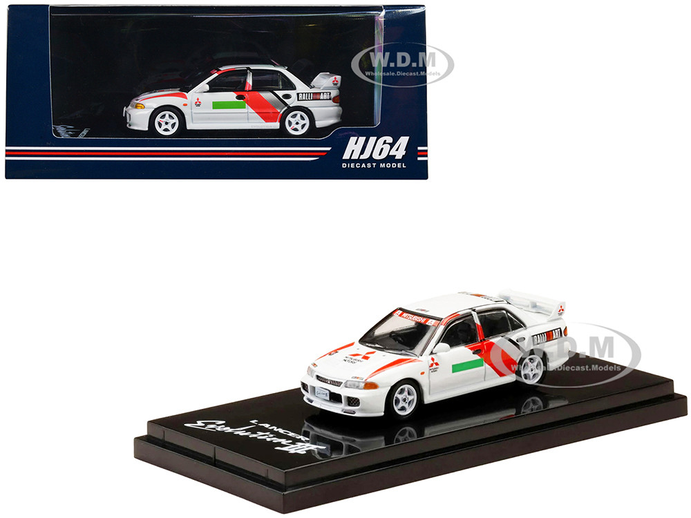 Mitsubishi Lancer RS Evolution III RHD (Right Hand Drive) Scortia White "Groupe A Promotion" 1/64 Diecast Model Car by Hobby Japan diecast model