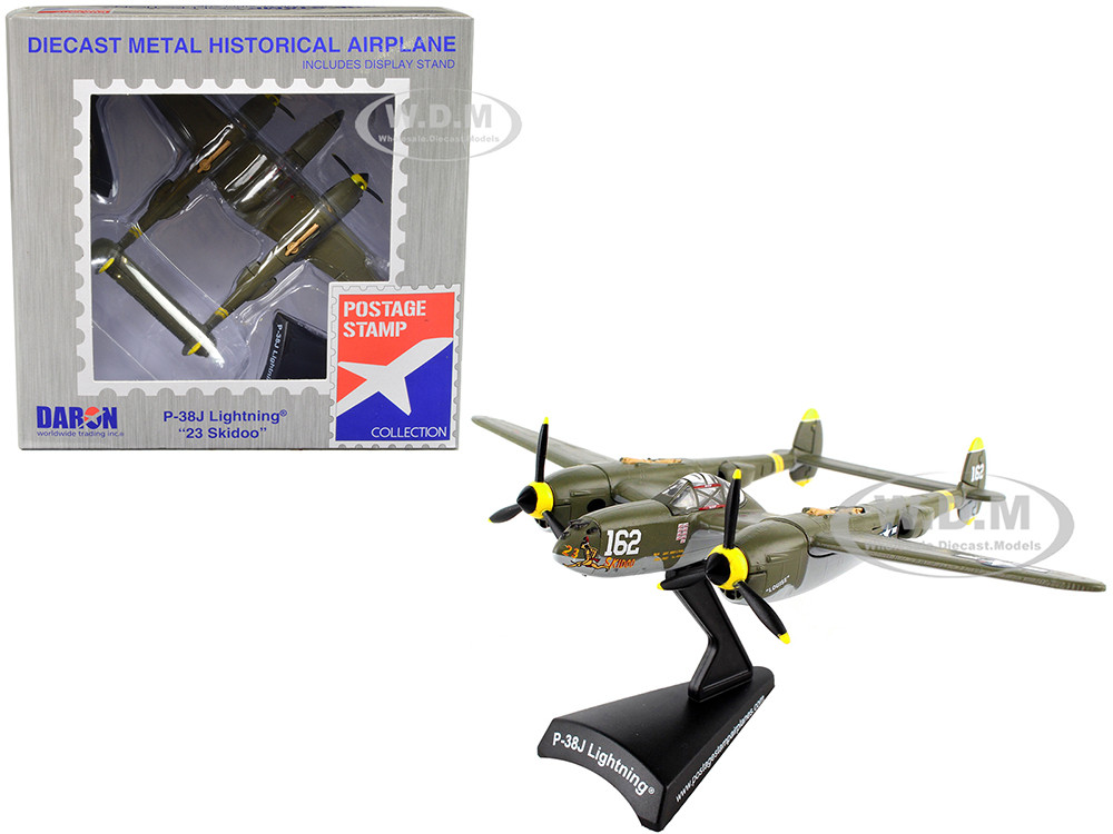 Lockheed P-38J Lightning Fighter Aircraft "23 Skidoo" United States Air Force 1/115 Diecast Model Airplane by Postage Stamp diecast model