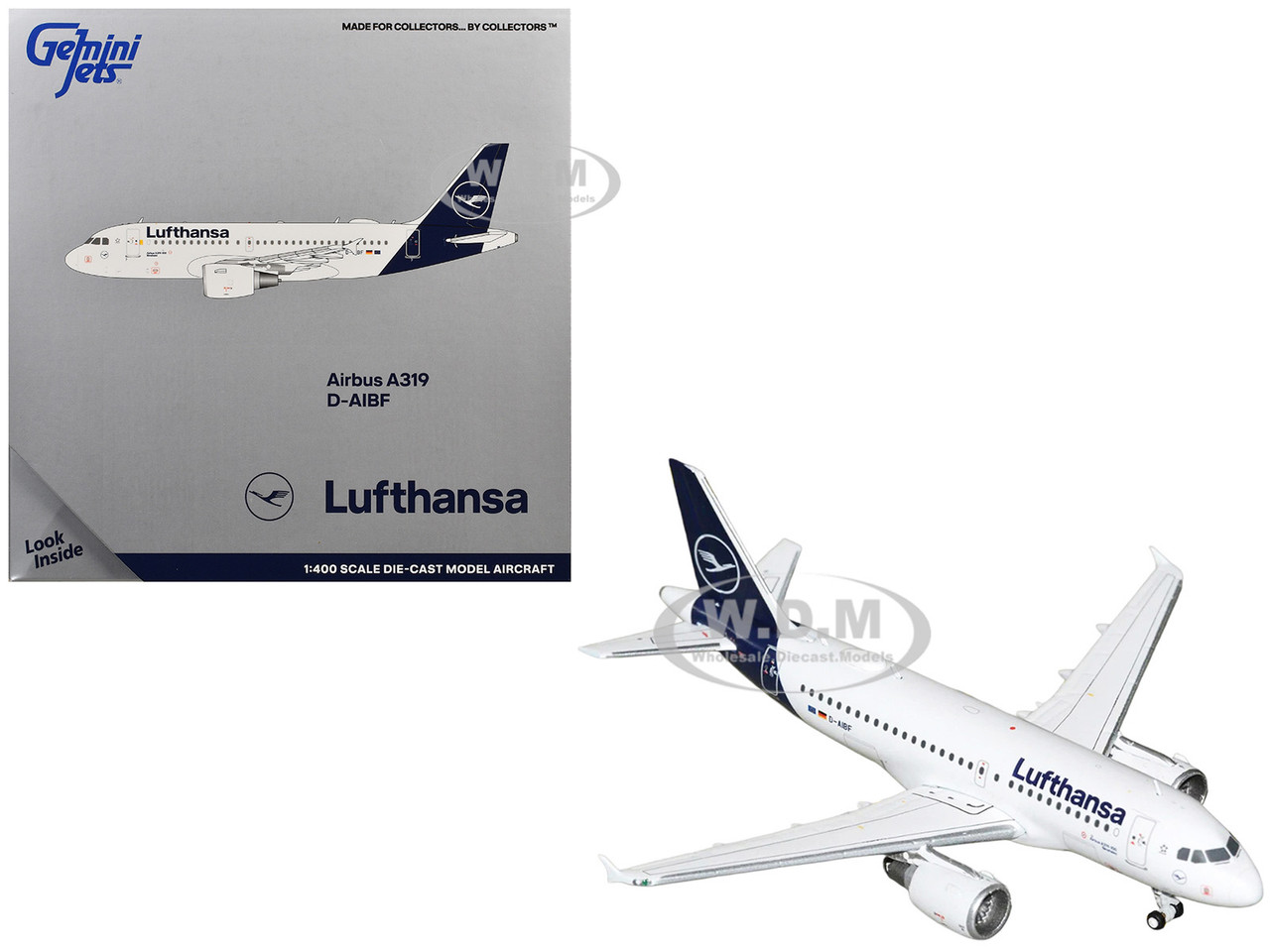 Airbus A319-100 Commercial Aircraft "Lufthansa" (D-AIBF) White with Dark Blue Tail 1/400 Diecast Model Airplane by GeminiJets diecast model