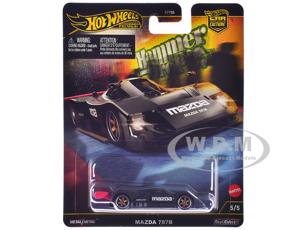 Mazda 787B Prototype Race Car Black "Hammer Drop" Series Diecast Model Car by Hot Wheels diecast model