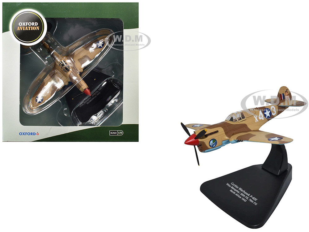 Curtiss Warhawk P-40E Fighter Aircraft "Miss Memphis, 85th Fighter Squadron, 79th Fighter Group, North Africa" (1943) United States Army Air Forces "Oxford Aviation" Series 1/72 Diecast Model Airplane by Oxford Diecast diecast model