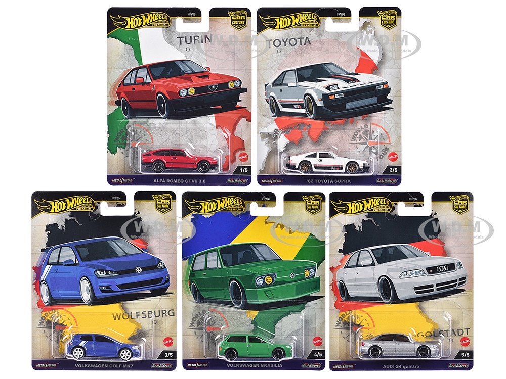 "World Tour" 5 piece Set "Car Culture" 2024 Series A Diecast Model Cars by Hot Wheels diecast model