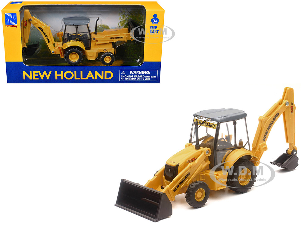 New Holland B110C Backhoe Loader Yellow Diecast Model by New Ray diecast model