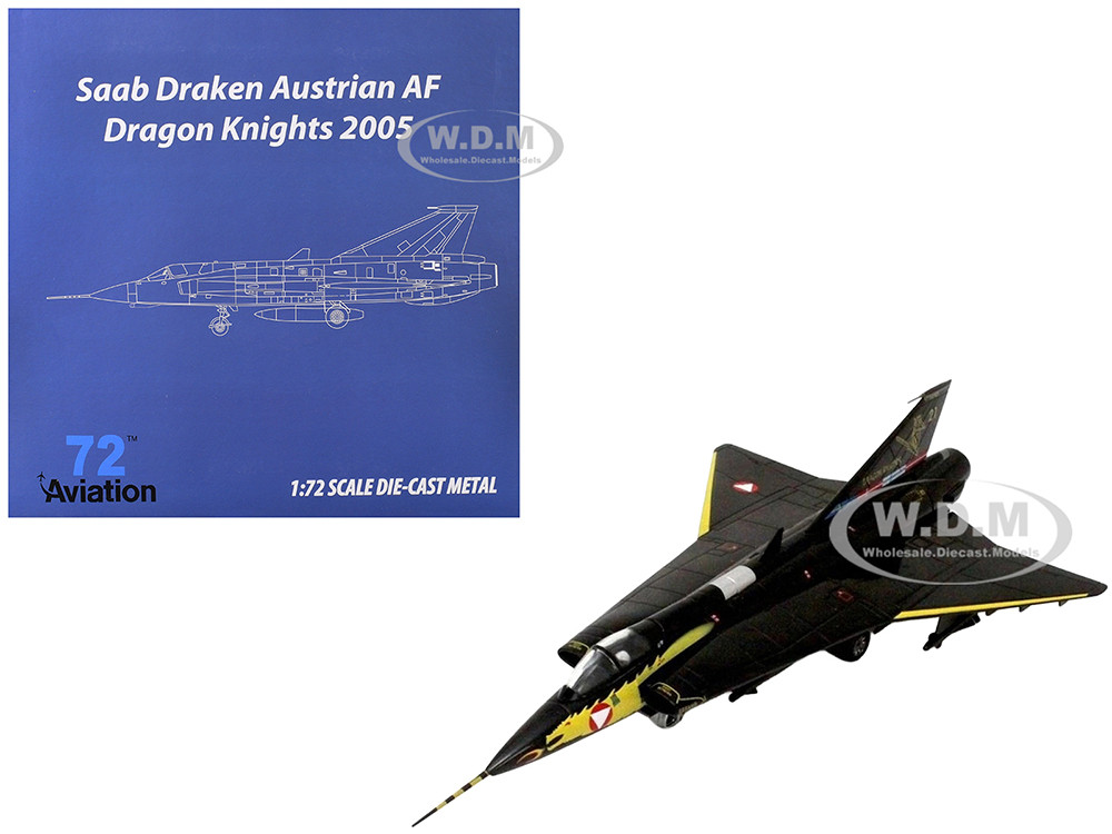 Saab Draken Fighter Aircraft "21, Draken 45th Anniversary, Dragon Knights, Retirement Livery" (2005) Austrian Air Force 1/72 Diecast Model Airplane by Aviation 72 diecast model