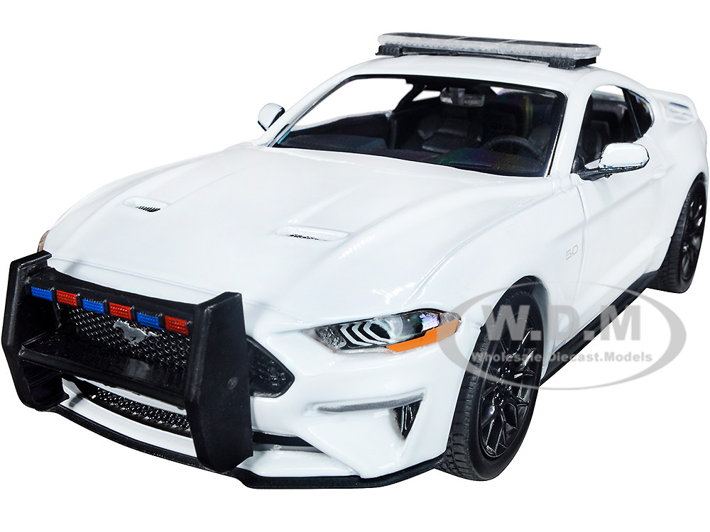 2018 Ford Mustang GT Police Car Unmarked Plain White "Law Enforcement and Public Service" Series 1/24 Diecast Model Car by Motormax diecast model