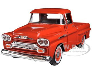 1958 Chevrolet Apache Fleetside Pickup Truck Orange 1/24 Diecast Model Car by Motormax diecast model