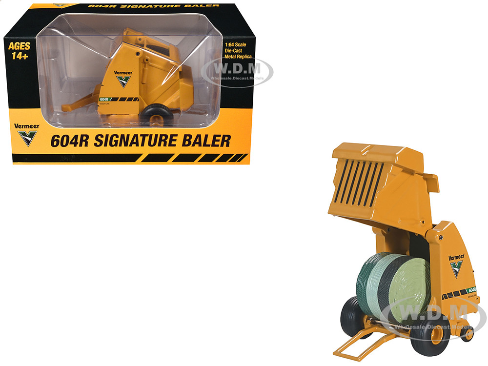 Vermeer 604R Signature Baler Yellow with Bale 1/64 Diecast Model by SpecCast diecast model
