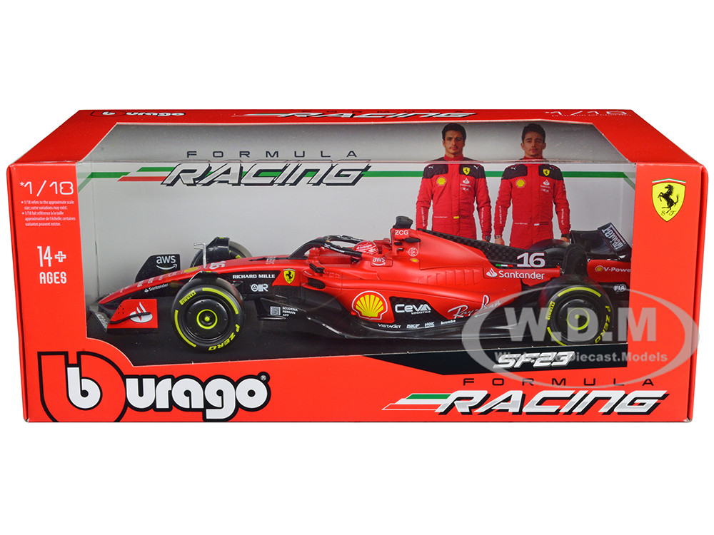 Ferrari SF-23 #16 Charles Leclerc Formula One F1 World Championship (2023) "Formula Racing" Series 1/18 Diecast Model Car by Bburago diecast model