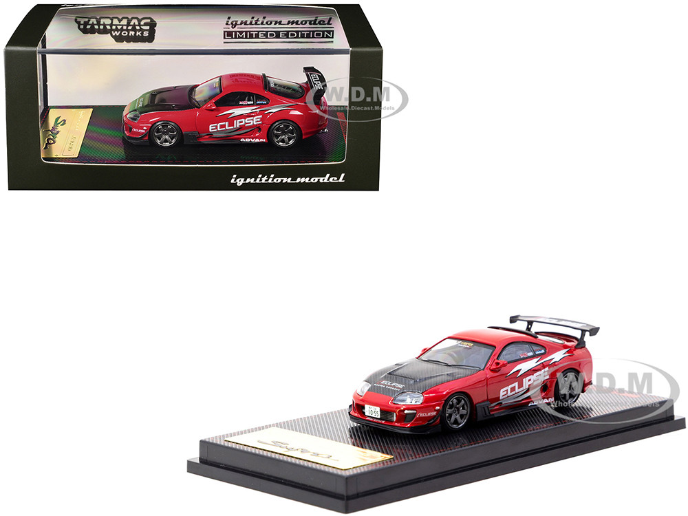 Toyota Supra (JZA80) RZ RHD (Right Hand Drive) "Eclipse Racing Concept" Red with Carbon Hood 1/64 Diecast Model Car by Ignition Model diecast model