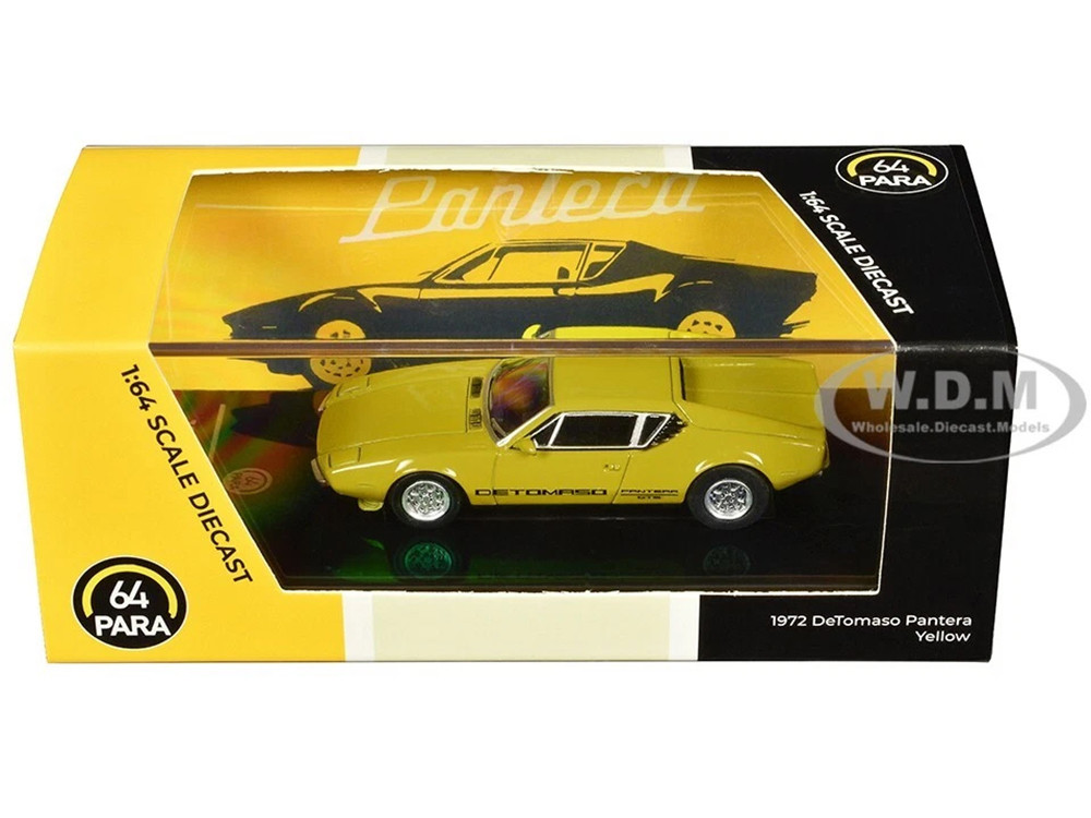 1972 De Tomaso Pantera Yellow 1/64 Diecast Model Car by Paragon Models diecast model