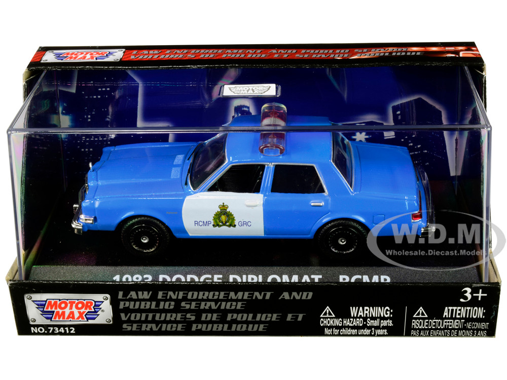 1983 Dodge Diplomat "Royal Canadian Mounted Police" (RCMP) Light Blue and White 1/43 Diecast Model Car by Motormax diecast model