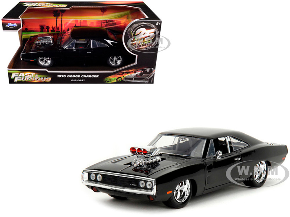 1970 Dodge Charger Black with Race Interior "The Fast and the Furious" (2001) Movie "25 Years of Fast & Furious" Series 1/24 Diecast Model Car by Jada diecast model