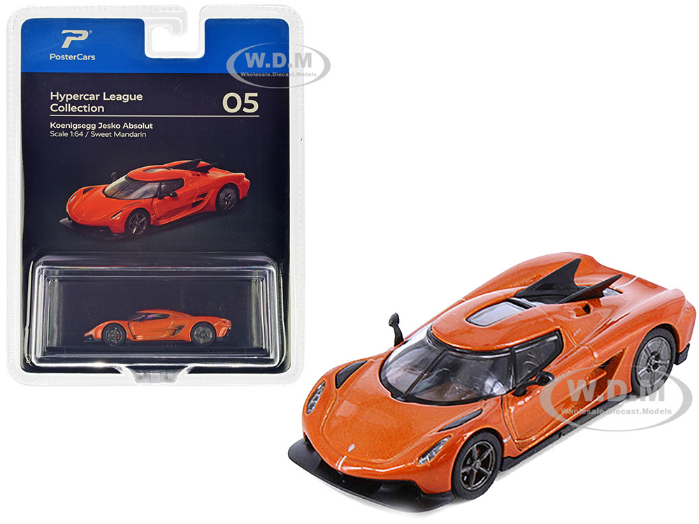 Koenigsegg Jesko Absolut Sweet Mandarin Orange Metallic "Hypercar League Collection" 1/64 Diecast Model Car by PosterCars diecast model