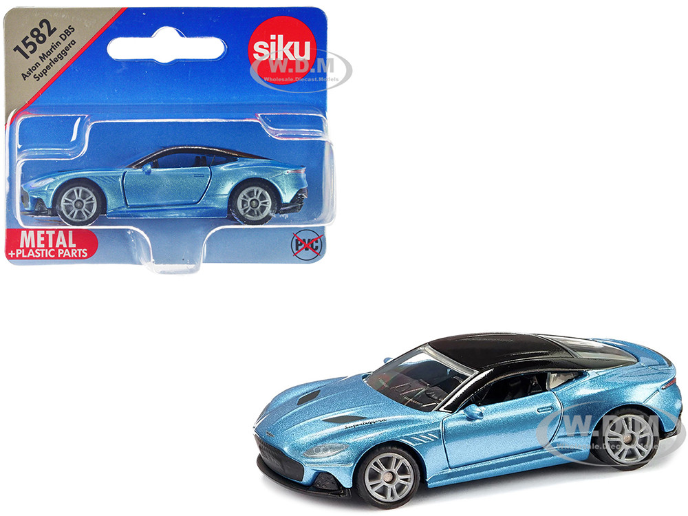 Aston Martin DBS Superleggera Blue Metallic with Black Top Diecast Model Car by Siku diecast model