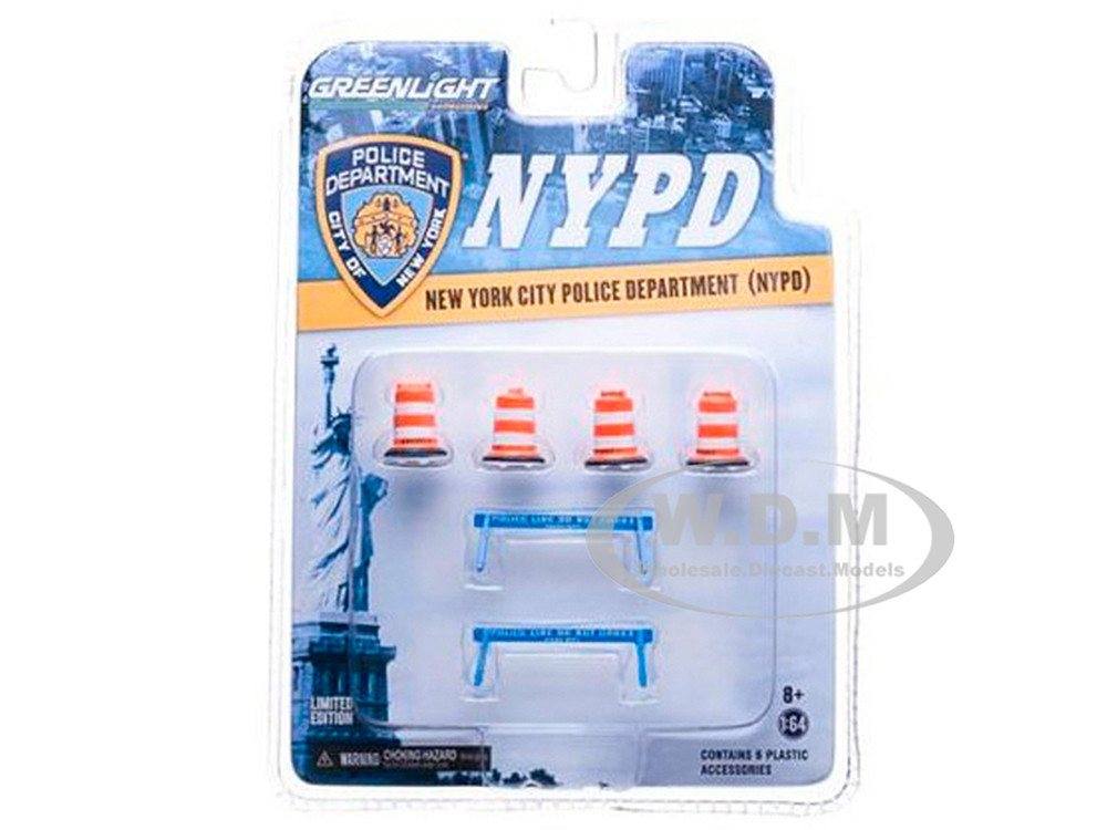 NYPD Accessory Pack 6pc Set Series 1 For 1/64 Model Cars by Greenlight diecast model