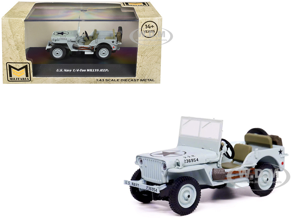 Willys Jeep 1/4-Ton Car Light Blue "United States Navy" 1/43 Diecast Model by Militaria Die Cast diecast model