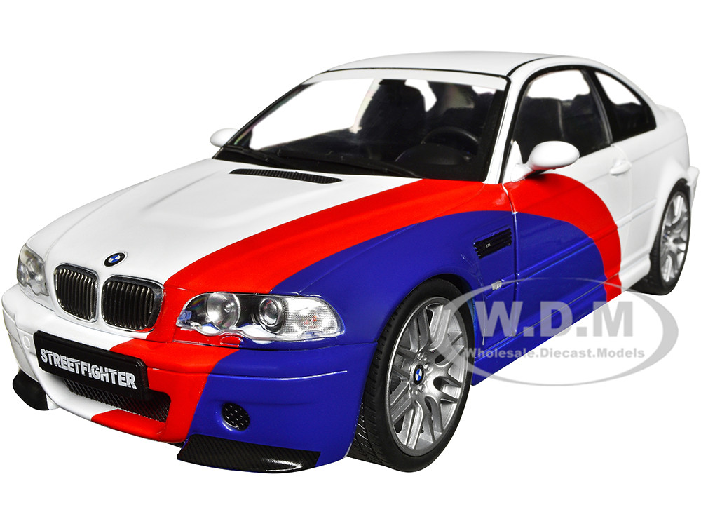 2000 BMW E46 M3 "Streetfighter" White with Blue and Red Graphics 1/18 Diecast Model Car by Solido diecast model