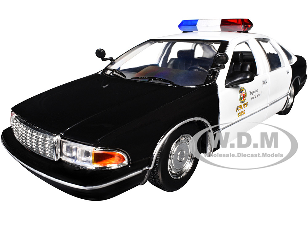 1993 Chevrolet Caprice Police Car "LAPD (Los Angeles Police Department)" Black and White "Law Enforcement and Public Service" Series 1/24 Diecast Model Car by Motormax diecast model