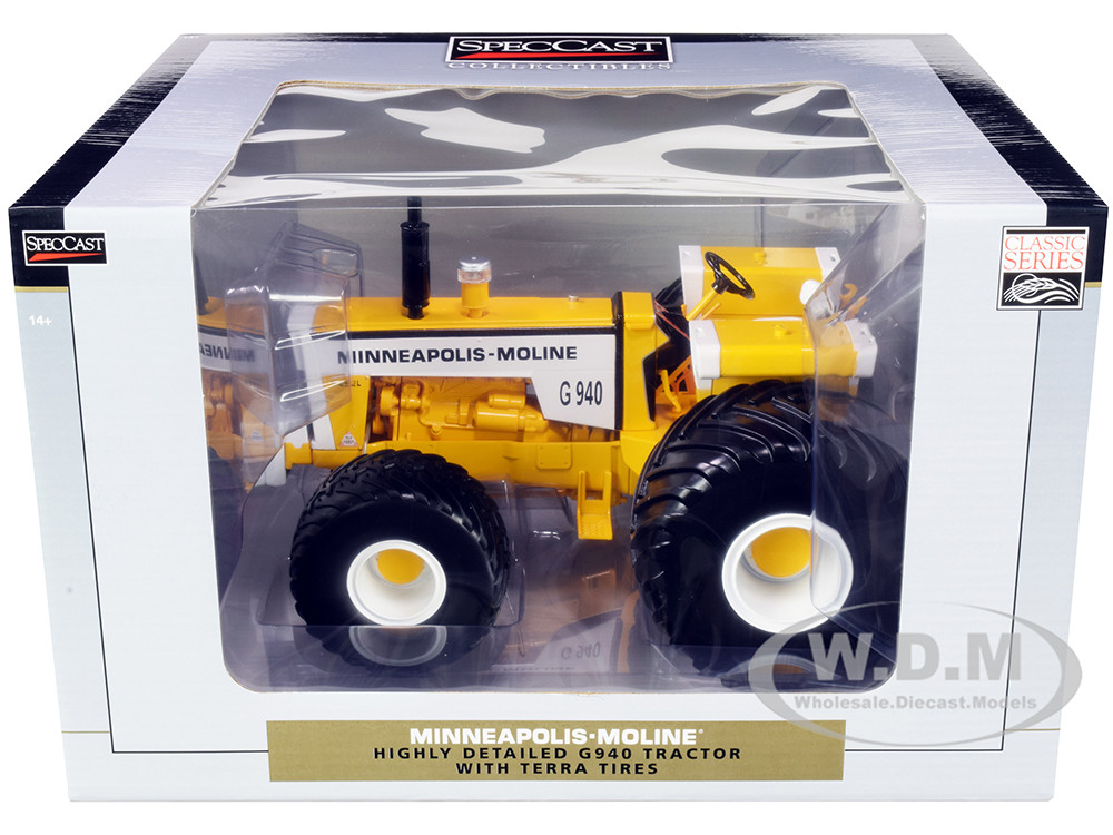 Minneapolis-Moline G940 Tractor with Terra Tires Yellow and White "Classic Series" 1/16 Diecast Model by SpecCast diecast model