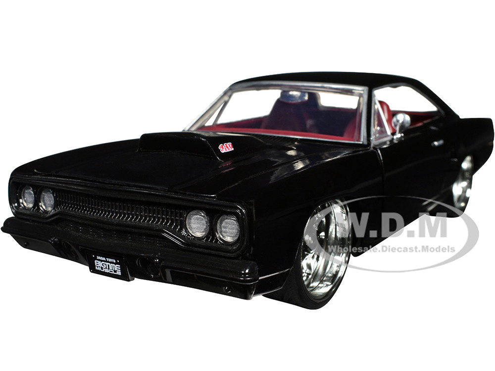 1970 Plymouth Road Runner 440 Black with Red Interior "Bigtime Muscle" Series 1/24 Diecast Model Car by Jada diecast model