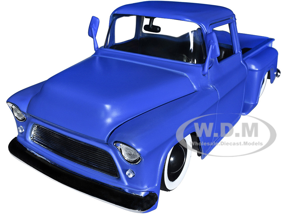 1955 Chevrolet Stepside Pickup Truck Matt Blue "Just Trucks" Series 1/24 Diecast Model Car by Jada diecast model