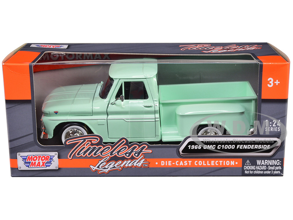 1966 GMC C1000 Fenderside Pickup Truck Light Green "Timeless Legends" Series 1/24 Diecast Model Car by Motormax diecast model