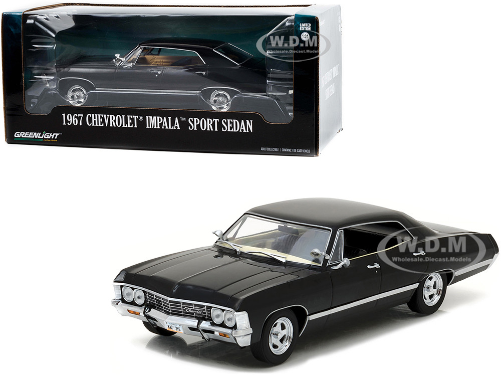 1967 Chevrolet Impala Sport Sedan Tuxedo Black 1/24 Diecast Model Car by Greenlight diecast model