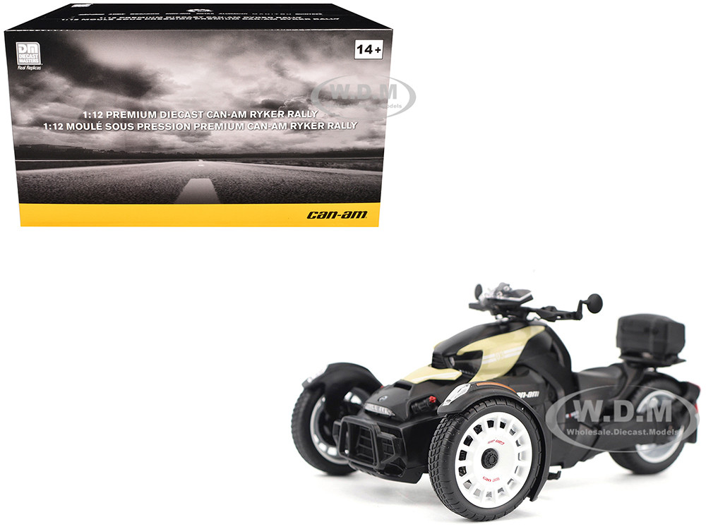 Can-Am Ryker Rally 3-Wheel Motorcycle Sand Storm and Black 1/12 Diecast Model by BRP Models diecast model