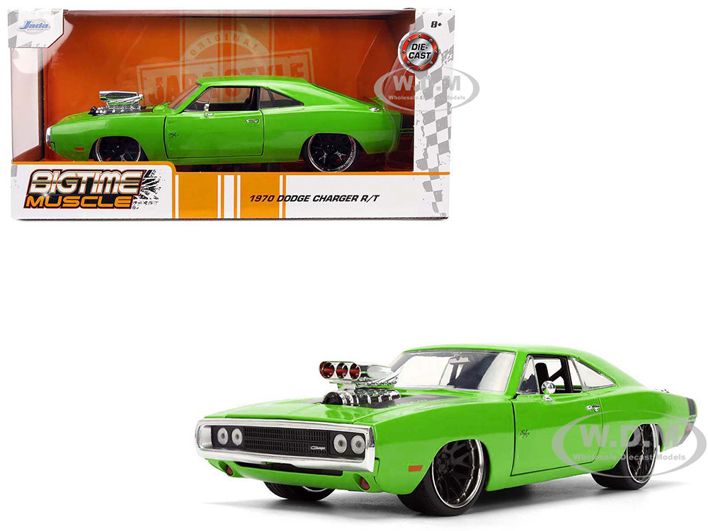 1970 Dodge Charger R/T Bright Green with Black Tail Stripe "Bigtime Muscle" Series 1/24 Diecast Model Car by Jada diecast model