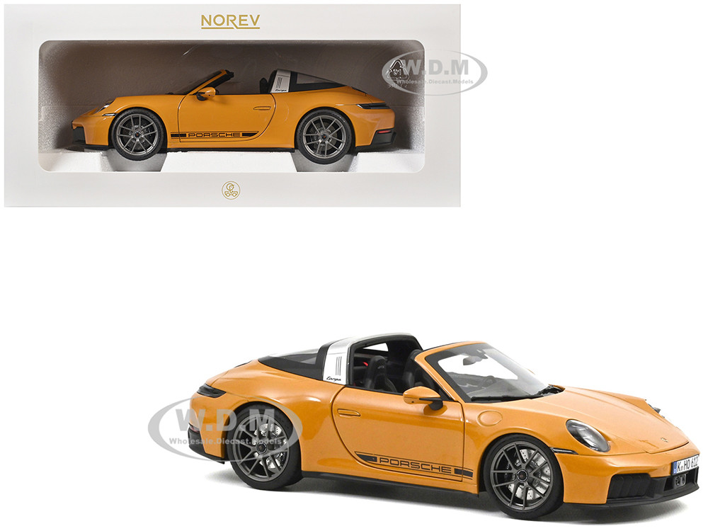 2024 Porsche 911 Targa Bahama Yellow with Black Stripes 1/18 Diecast Model Car by Norev diecast model