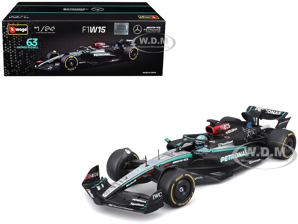 Mercedes-AMG F1 W15 E Performance #63 George Russell "Petronas" Formula One F1 "World Championship" (2024) 1/24 Diecast Model Car by Bburago diecast model