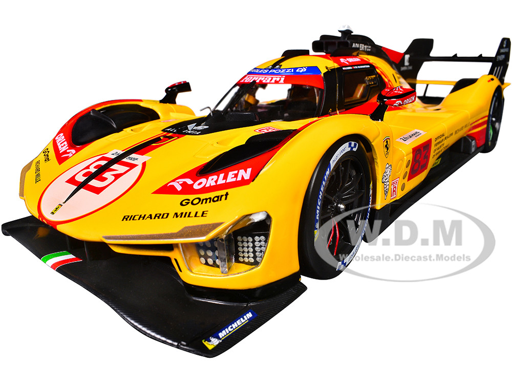 Ferrari 499P #83 Robert Kubica - Robert Shwartzman - Yifei Ye "Ferrari AF Corse" "24 Hours of Le Mans" (2024) "Racing" Series 1/18 Diecast Model Car by Bburago diecast model