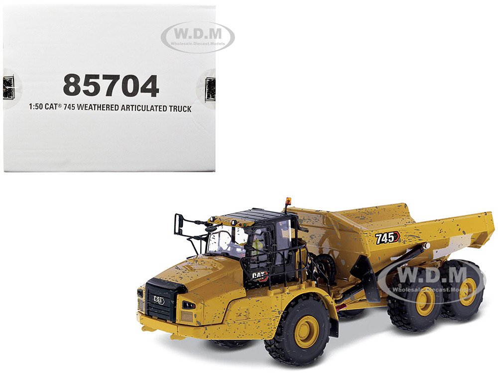 CAT Caterpillar 745 Articulated Truck with Operator (Dirty Version) "Weathered" Series 1/50 Diecast Model by Diecast Masters diecast model