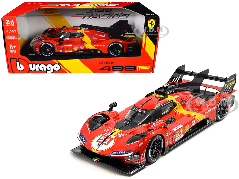 Ferrari 499P #51 James Calado - Antonio Giovinazzi - Alessandro Pier Guidi "Ferrari AF Corse" Winner "24 Hours of Le Mans" (2023) "Racing" Series 1/18 Diecast Model Car by Bburago diecast model