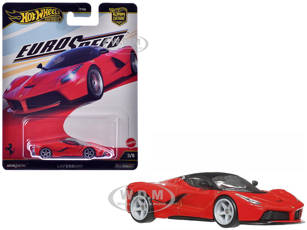 Ferrari LaFerrari Red with Black Top "Euro Speed" Series Diecast Model Car by Hot Wheels diecast model