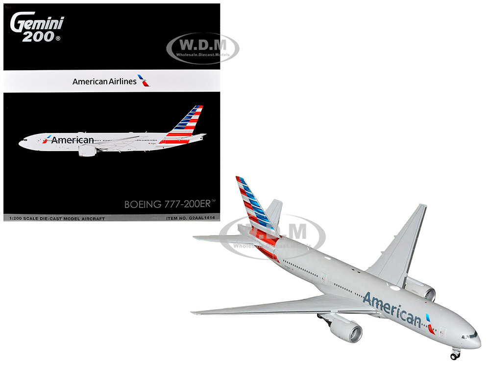 Boeing 777-200ER Commercial Aircraft "American Airlines" (N788AN) Silver with Striped Tail "Gemini 200" Series 1/200 Diecast Model Airplane by GeminiJets diecast model
