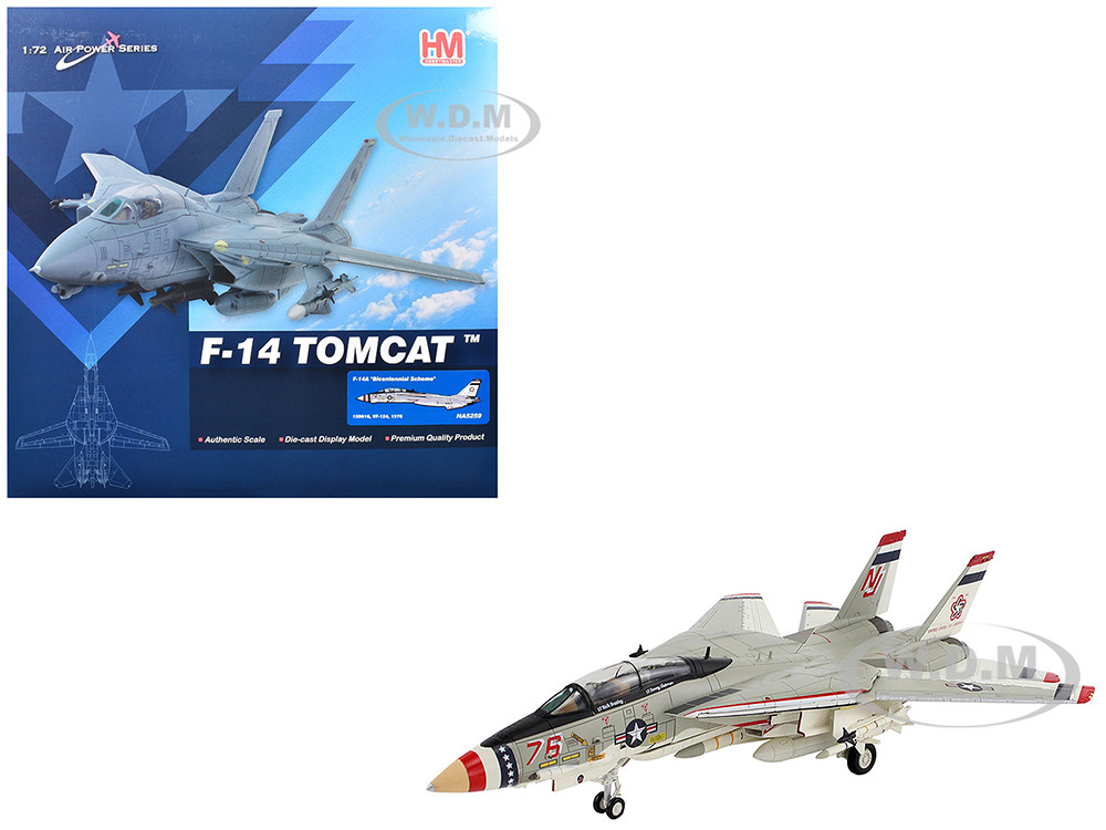 Grumman F-14A Tomcat Fighter Aircraft "Bicentennial Scheme, VF-124" (1976) United States Navy "Air Power Series" 1/72 Diecast Model by Hobby Master diecast model
