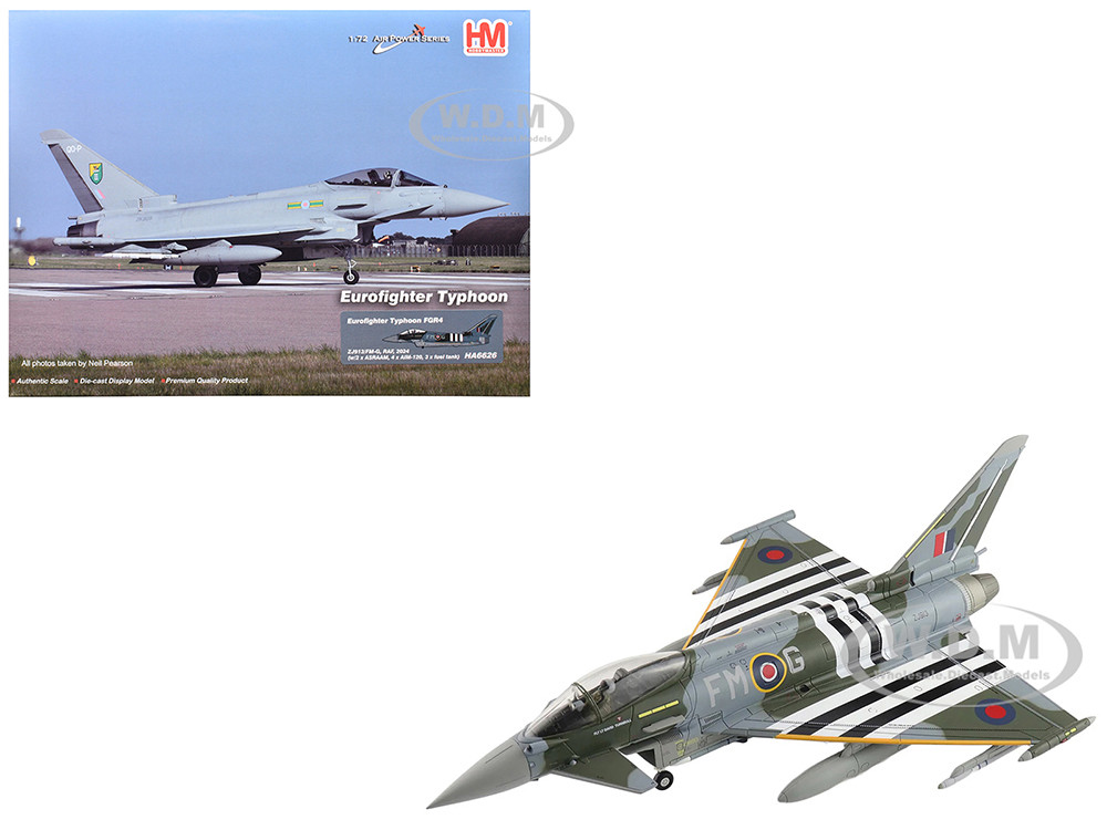 Eurofighter Typhoon FGR4 Fighter Aircraft "ZJ913 FM-G" (2024) British Royal Air Force "Air Power Series" 1/72 Diecast Model by Hobby Master diecast model